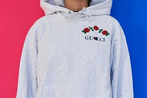 ava nirui releases a gucci x champion bootleg hoodie|gucci bootlegs.